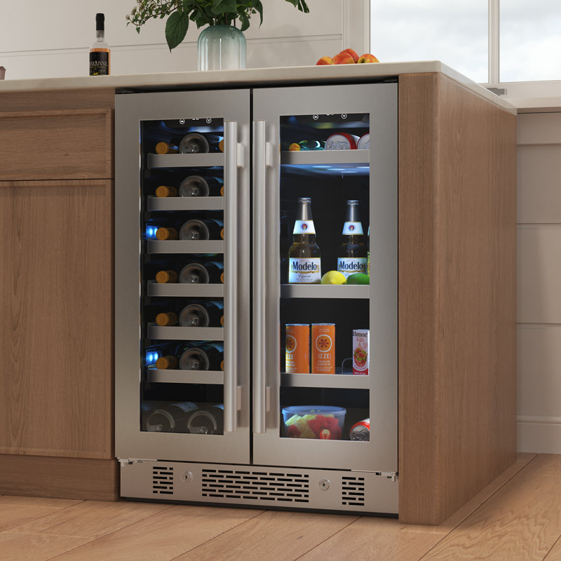 Avallon 23.8125 W Convertible 86 Cans 12 oz. Beverage Cooler with Wine Storage and Glass Door